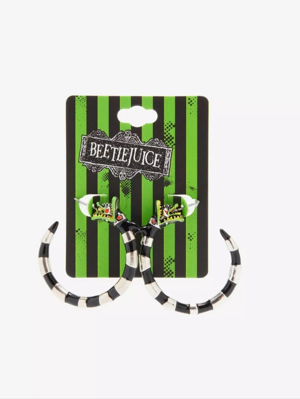 Hot Topic Beetlejuice Sandworm Necklace & Hoop Earrings Set NWOT Rare Gothic - Picture 5 of 10